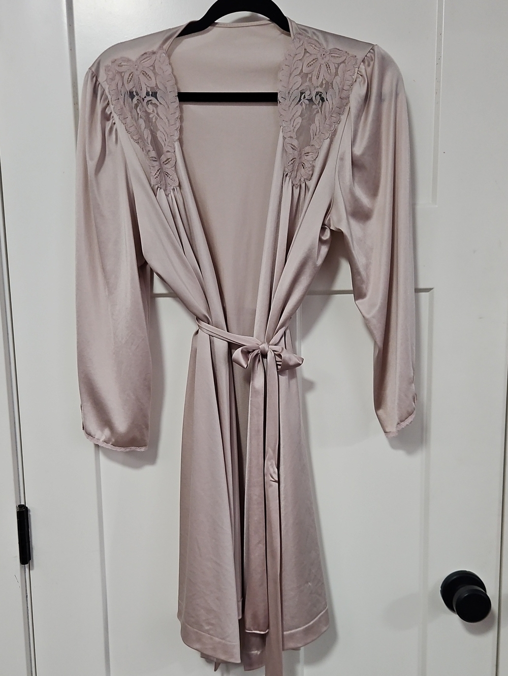 80's Vintage Lorraine Blush Pink Lace Peignoir Robe Women’s Medium
